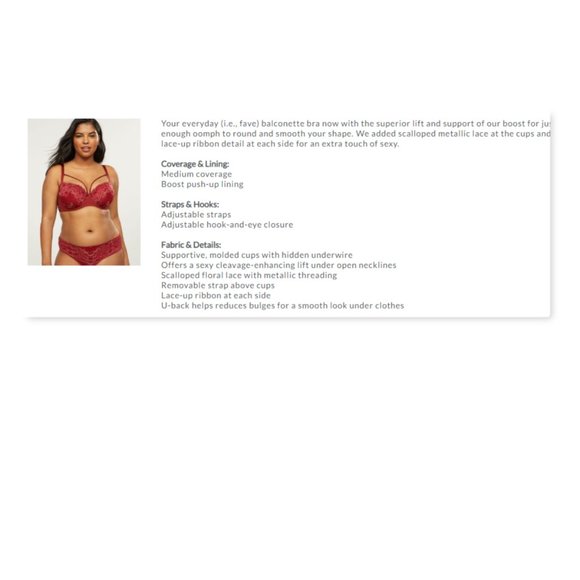 Boost Balconette Bra With Metallic Lace NWT - Picture 12 of 12